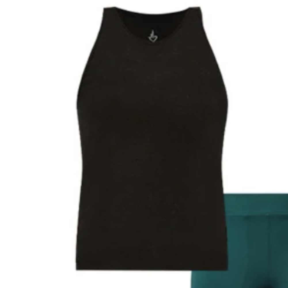 New Torrid Black Tank Sleeveless Active Knit Tank Size 4x  Side Ruched Crew Neck